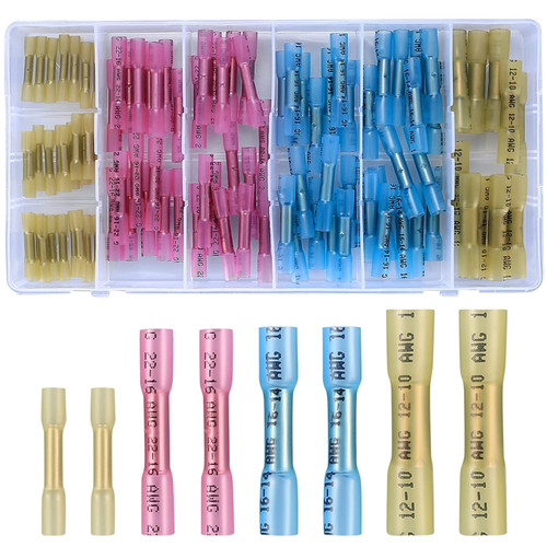 100 Pcs Heat Shrink Butt Connectors Kits, 10-26 AWG Butt Splice Electrical Wire Connectors Kit, Insulated Waterproof Marine Automotive Crimp Terminals Butt Splice Terminals Connectors 100 Pcs Heat Shrink Butt Connectors Kits, 10-26 AWG Butt Splice Electrical Wire Connectors Kit, Insulated Waterproof Marine Automotive Crimp Terminals Butt Splice Terminals Connectors