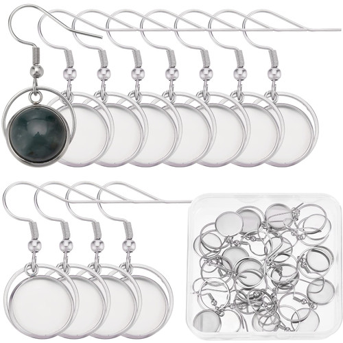 SUNNYCLUE 1 Box 20Pcs 10Pairs 12mm Earring Bezel Trays Blank Earrings Cabochon Settings Silver Stainless Steel Dangle Round Tray Base for Women Adults Jewelry Making Charms DIY Crafting Supplies SUNNYCLUE 1 Box 20Pcs 10Pairs 12mm Earring Bezel Trays Blank Earrings Cabochon Settings Silver Stainless Steel Dangle Round Tray Base for Women Adults Jewelry Making Charms DIY Crafting Supplies