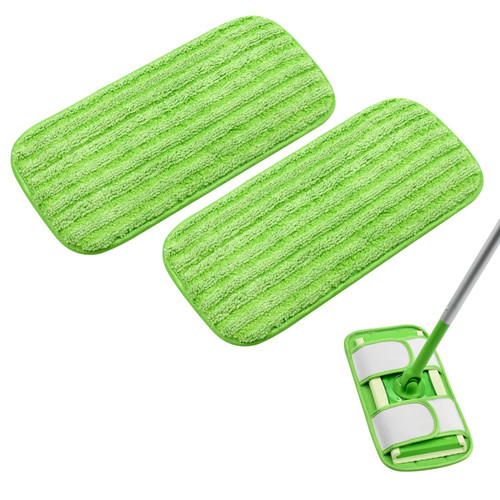Mop Pads Compatible with Swiffer Sweeper Mop (2 Pack Strip Fabric Loop Pads for Sweeper, Green)