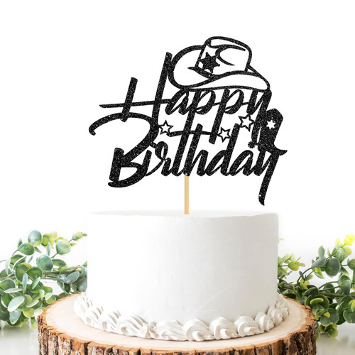 Helewilk Black Glitter Western Theme Happy Birthday Cake Topper, Mexican Cowboy Cowgirl Birthday Party Decoration, First Rodeo Baby Shower Cake Decor for Kids Birthday Party Supplies Helewilk Black Glitter Western Theme Happy Birthday Cake Topper, Mexican Cowboy Cowgirl Birthday Party Decoration, First Rodeo Baby Shower Cake Decor for Kids Birthday Party Supplies