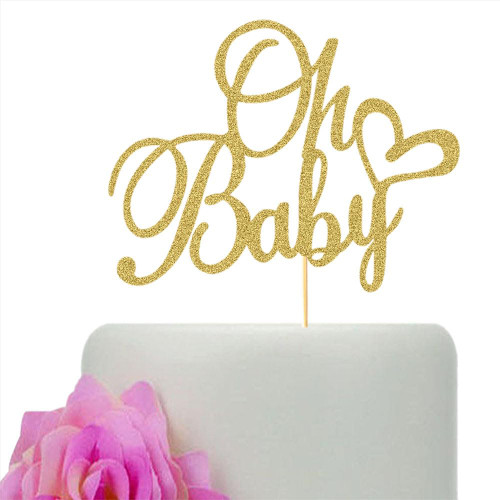 Oh Baby Cake Topper, Gender Reveal/Baby Shower Party Decorations, Gold Glitter Oh Baby Cake Topper, Gender Reveal/Baby Shower Party Decorations, Gold Glitter