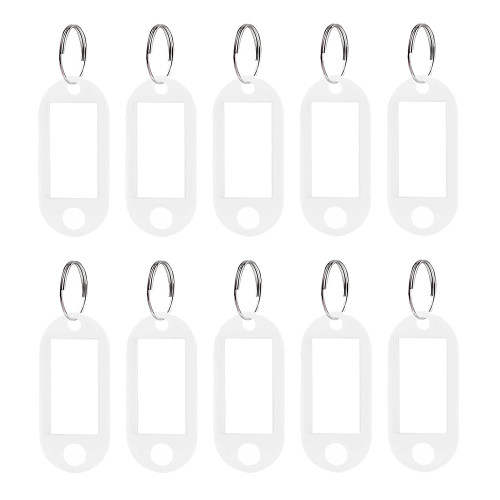 UUYYEO 50 Pcs Colored Plastic Key Tags Key Ring Holder Tags Small Key Chain Labels Key Chain Tags Blank Key Labels Key Identifiers Luggage Label Tags White