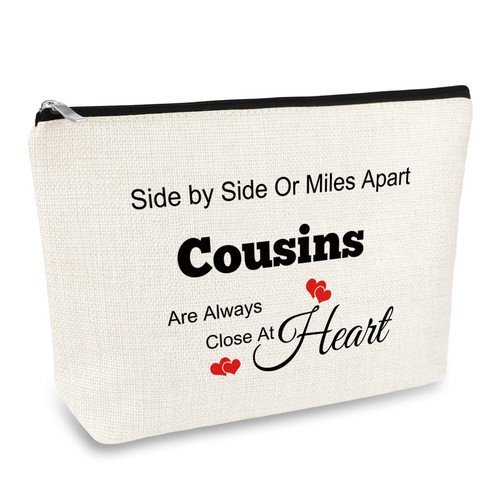 Cousin Gifts Makeup Bag for Women Friendship Gifts for Cousin Travel Cosmetic Pouch Birthday Wedding Graduation Gift for Cousin Her BFF Long Distance Friendship Gifts for Cousin Make Up Bag