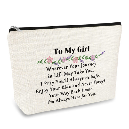 Daughter Gifts from Mom Dad to My Daughter Gift Makeup Bag Inspirational Gift for Daughter Granddaughter Niece Cosmetic Bag Birthday Graduation Christmas Wedding Gift for Daughter Travel Pouch