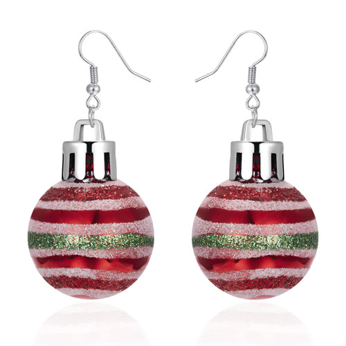 ONLYJUMP Colorful Christmas Earrings for Women Christmas Lightweight Snowflake Star Light Bulb Earrings Festive Cute Red Green Big Ball Earrings Christmas Jewelry (Red Green)