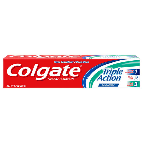 Colgate Triple Action Toothpaste, Mint, 8 Ounce