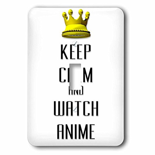 3dRose lsp_120908_1 Gold Crown Keep Calm and Watch Anime Light Switch Cover