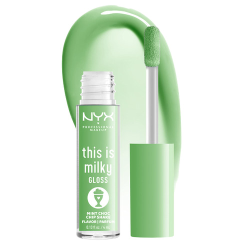 NYX PROFESSIONAL MAKEUP This Is Milky Gloss, Lip Gloss with 12 Hour Hydration, Vegan - Mint Chocolate Chip Shake (Mint Green)