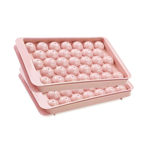 2 Sets Round Ice Cube Tray 1.2in X 66PCS Sphere Ice Ball Maker Mold Mini Circle Ice Cube Tray for Making Ice Chilling Cocktail Whiskey Coffee(Pink)