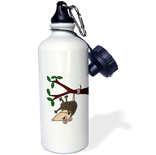 3dRose wb_196269_1"Funny Possum Hanging from Tree Cartoon" Sports Water Bottle, 21 oz, Multicolor