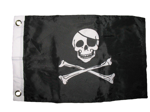 Trade Winds 12x18 12"x18" Jolly Roger Pirate with Patch Boat Car Motorcycle Flag Premium Fade Resistant