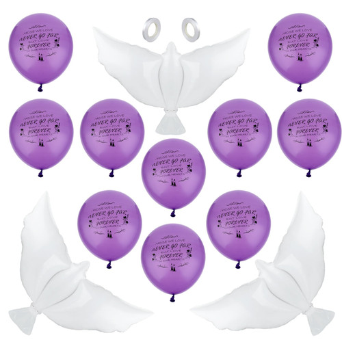 Prasacco 20 Pcs 12inch Purple Memorial Balloons with 3 Pcs 41.3 Inch Peace Dove Balloons for Release in Sky, Funeral Remembrance Balloons Biodegradable Balloons for Condolence, Funeral, Anniversary