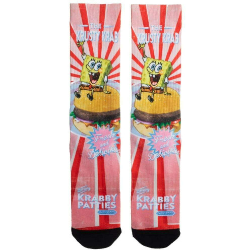 Nickelodeon Spongebob Squarepants The Krusty Krab Sublimated All Over Print Men's Crew Socks
