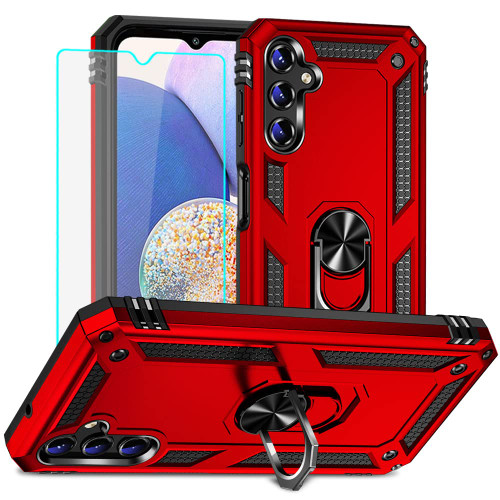 for Samsung A14 5G Case, Galaxy A14 5G Case with HD Screen Protector, Military Grade Protective Cases with Ring for Samsung Galaxy A14 5G (Red) for Samsung A14 5G Case, Galaxy A14 5G Case with HD Screen Protector, Military Grade Protective Cases with Ring for Samsung Galaxy A14 5G (Red)