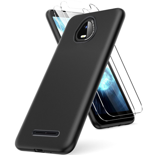 Oududianzi - Case for Schok Volt SV55 (SV55216) Phone Case, with 2 Pieces Screen Protector,Thin and Light Soft TPU Silicone Case, Shockproof Anti-Scratch Flexible Rubber Protective Case - Black