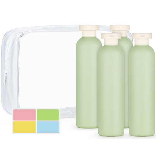 WantGor Squeeze Bottles with Flip Cap, 4Pcs Large Empty Refillable Plastic Leak Proof Travel Bottles for Shampoo, Conditioner, Creams, Lotion (8.8oz/260ml) WantGor Squeeze Bottles with Flip Cap, 4Pcs Large Empty Refillable Plastic Leak Proof Travel Bottles for Shampoo, Conditioner, Creams, Lotion (8.8oz/260ml)