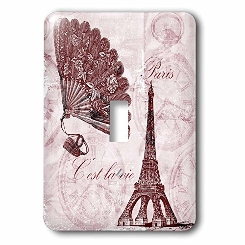 3dRose LSP_63541_1 Paris Vintage Eiffel Tower Time in Pinks Single Toggle Switch