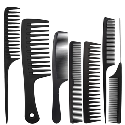 Fox Baby 7 Pieces Hair Comb Set, Professional Carbon Fiber Hair Cutting Comb Rat Tail Comb Wide-Tooth Comb Barber Comb Styling Comb for Home Hairstylist Barber Styling Weaving