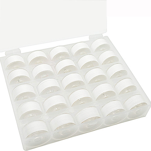 New brothread 25pcs White 60S/2 (90WT) Prewound Bobbin Thread Plastic Size A SA156 for Embroidery and Sewing Machines DIY Embroidery Thread Sewing Thread Cottonized Soft Feel Polyester Thread