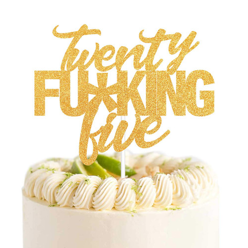 Twenty Five Gold Glitter Cake Toppers 25 Years Old 25th Birthday Anniversary Party Decorations Supplies