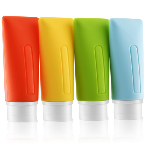 Tekson Travel Bottles for Toiletries, Tsa Approved Travel Containers, Silicone Leak-Proof Travel Size Bottle for Shampoo, Conditioner (4 Colors, 3oz)