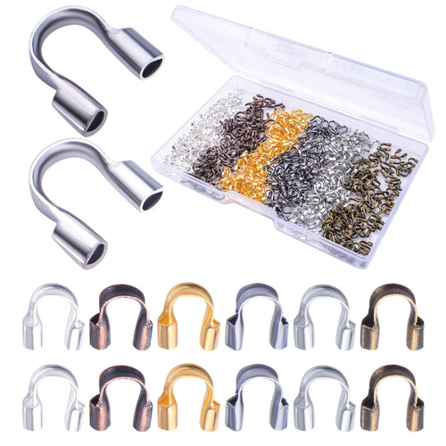 600pcs Wire Guardian U-Shaped Wire Guard Loops Wire Cable Thread Protectors with a Box Accessories for DIY Craft Earring Bracelet Necklace Jewelry Making, 6 Colors