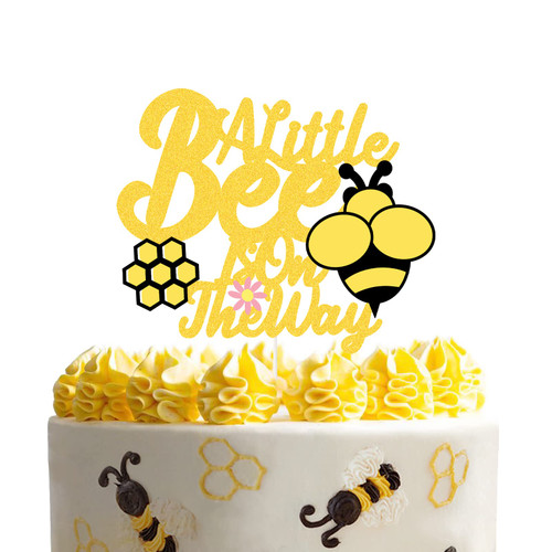 A Little Bee is On The Way Cake Topper,What Will It BEE Cake Decor,Boy or Girl Gender Reveal Baby Shower Party Supplies,Pregnancy Announcement Cake Picks