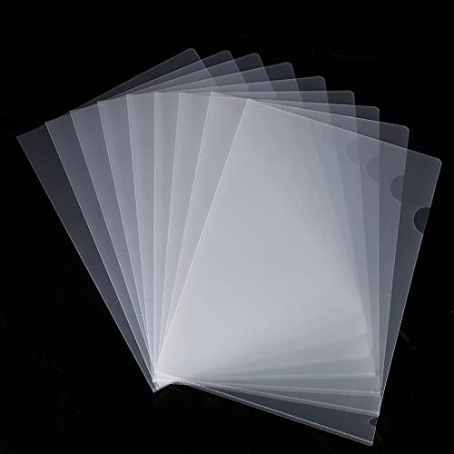 Leaf&cici 30PCS Plastic Clear Document Folders - L-Type Folders Copy Safe Project Pockets, A4/ Letter Size, Transparent Color
