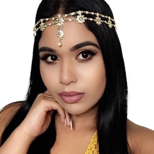 Brinie Boho Head Chain Gold Hair Chain Jewelry Flower Headpiece Jewelry Bride Wedding Forehead Chain Festival Holloween Costume Hair Accessories for Women and Girls Brinie Boho Head Chain Gold Hair Chain Jewelry Flower Headpiece Jewelry Bride Wedding Forehead Chain Festival Holloween Costume Hair Accessories for Women and Girls