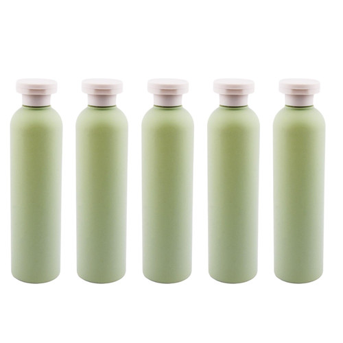UXELY Squeeze Bottles with Flip Cap, 5Pcs Green Refillable Plastic Travel Bottle, Leak Proof Durable for Creams, Lotion, Shampoo, Conditioner, Massage Oil(260ml)
