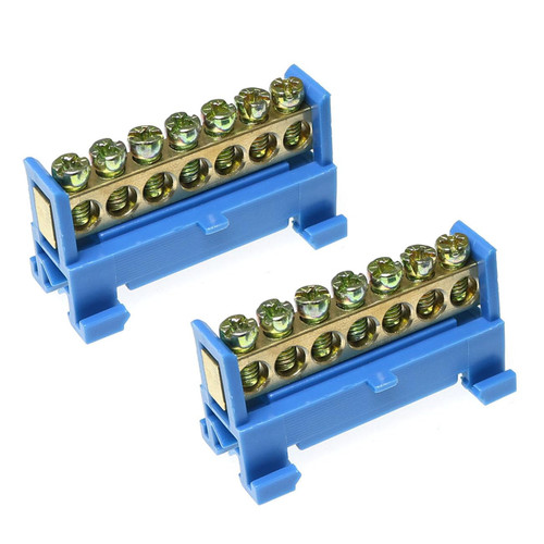RLECS 2pcs Terminal Bus Bar 7 Positions Terminal Block Brass Wire Screw Terminal Grounding Strip Bus Bar Block
