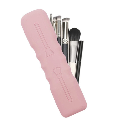Travel Makeup Brush Holder, Silicone Makeup Brush Storage Bag, Makeup Brushes Holder Travel Case, Portable Cosmetic Face Brushes Holder, Makeups Tools Organizer Case with Magnetic Suction (Pink) Travel Makeup Brush Holder, Silicone Makeup Brush Storage Bag, Makeup Brushes Holder Travel Case, Portable Cosmetic Face Brushes Holder, Makeups Tools Organizer Case with Magnetic Suction (Pink)