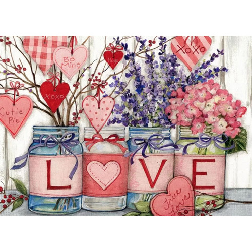 hill froeistung 5D Valentine's Day Diamond Painting Kits for Adults, Full Drill DIY Diamond Painting by Number Kits, Flowers Vase Heart Branch Art Painting for Home Wall Decor Gifts (16X12 inch)