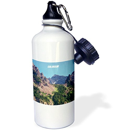 3dRose wb_33266_1"Colorado Mountains" Sports Water Bottle, 21 oz, White