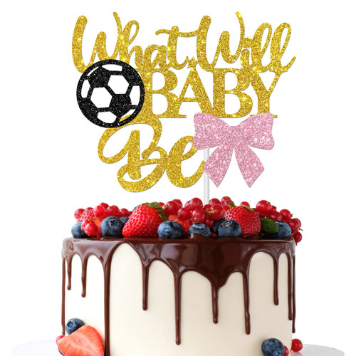 Dalaber What Will Baby Be Cake Topper, Goals or Bows Gender Reveal Cake Topper, Boy or Girl He or She Pregnancy Announcement/Baby Shower Party Decorations