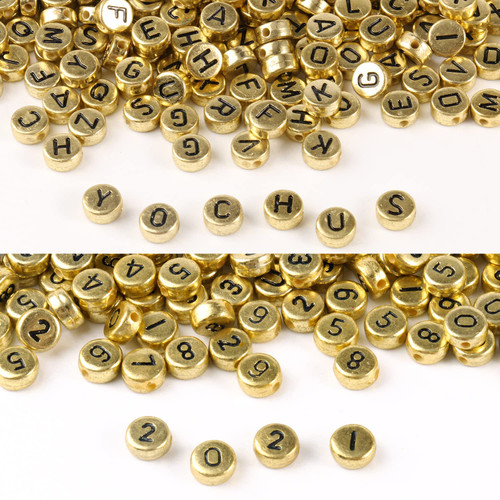 Yochus 1000pcs Gold Mixed Round Acrylic Letter Beads 4x7mm Black Alphabet Number Beads for Jewelry Making and DIY Bracelets Yochus 1000pcs Gold Mixed Round Acrylic Letter Beads 4x7mm Black Alphabet Number Beads for Jewelry Making and DIY Bracelets