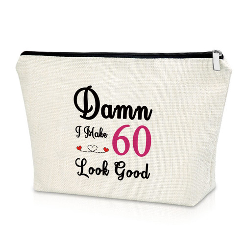 60th Birthday Gifts for Women Funny 60th Birthday Gift Ideas 60th Birthday Gift for Best Friend Makeup Bag 60 Year Old Birthday Gag Gifts Cosmetic Bag Turning 60 Gifts for Mom Wife Mother's Day Gift