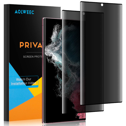 AOLWEEC [2 Pack] Galaxy S23 Ultra 5G Privacy Screen Protector, Anti-Spy 9H Hardness Tempered Glass Film for Samsung Galaxy S23 Ultra 6.8", Anti-Scratch ?Don't Support Fingerprint Unlock?
