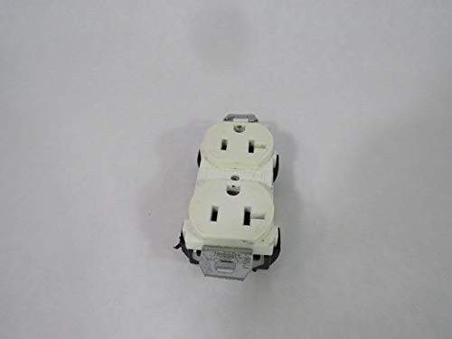 HUBBELL CR20WHI 3-Wire GROUNDING, White, 2-Pole, 20A, Commercial Grade, 5-20R, Duplex Receptacle, Straight Blade Devices, 125V