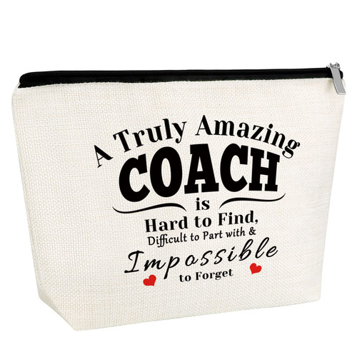 Thank You Gift for Coach Makeup Bag Coach Gift Teacher Hockey Soccer Softball Baseball Basketball Volleyball Swim Dive Gym Coach Gift Cosmetic Bag from End of Season Team Mom Gift Coach Cosmetic Pouch