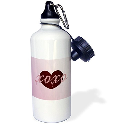 3dRose wb_164688_1"Pink XOXO Love Heart-Hugs and Kisses" Sports Water Bottle, 21 oz, White 3dRose wb_164688_1"Pink XOXO Love Heart-Hugs and Kisses" Sports Water Bottle, 21 oz, White