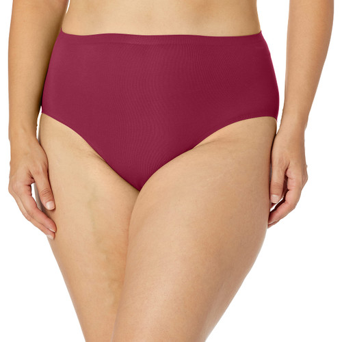 Ahh By Rhonda Shear Women's Plus Size Seamless Lightweight Brief, Beet Red, 1X
