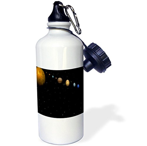 3dRose wb_40282_1"Alignment of Our Solar System" Sports Water Bottle, 21 oz, White