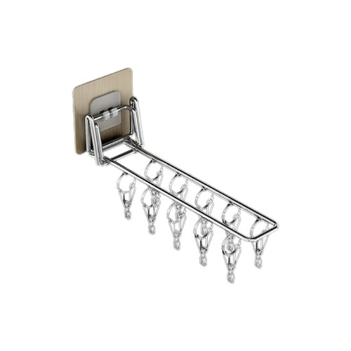 Wall Mounted Hanger Balcony Clothes Drying Rack Foldable Stainless Steel Storage Clip Organizer for Underwear Socks Sock Clips for Storage