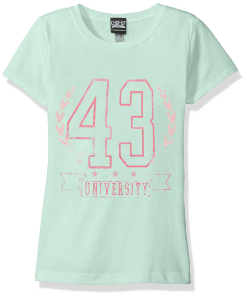 Fifth Sun Big Girls' Sporting Graphic T-Shirt, Mint/Pink, X-Large/14-16