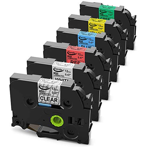 6-Pack Compatible Brother P-touch TZ TZe Color Label Tapes TZe-231 TZe-131 TZe-431 TZe-531 TZe-631 TZe-731 for PT-D210 PT-H100 PTD400AD PTD600 PT-1230PC Label Makers, 1/2 Inch (12mm) x 26.2 Feet (8m)