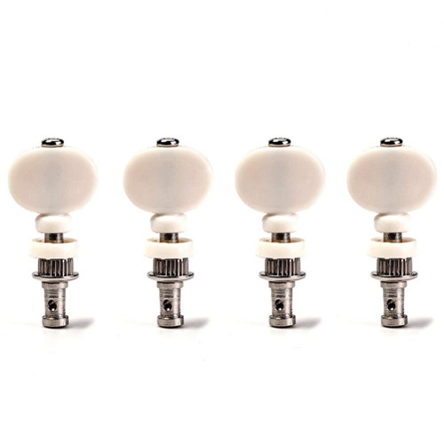 4pcs String Tuning Pegs Keys Tuners Machine Head Pin Set for Ukulele Friction Tuners Parts White with Plastic Button ukulele tuner,ukulele tuning pegs(Chromium White)