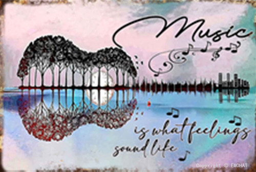 EMOHAT Music is What Feelings Sound Like Guitar Metal Sign Metal Poster Home Kitchen Farm Posters for Restaurant Bar Cafe Garage Hotel Man Cave Retro Art Wall Decor Plaque Tin Sign 8x12 Inch EMOHAT Music is What Feelings Sound Like Guitar Metal Sign Metal Poster Home Kitchen Farm Posters for Restaurant Bar Cafe Garage Hotel Man Cave Retro Art Wall Decor Plaque Tin Sign 8x12 Inch