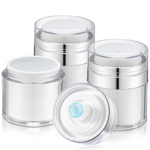 Udefineit 3PCS Empty Airless Pump Jar, 1oz / 30ml Cream Jar Vacuum Bottle Dispenser, Portable Refillable Airless Cosmetic Pump Container, Airless Skin Care Pumping Containers for Skincare Cream, White Udefineit 3PCS Empty Airless Pump Jar, 1oz / 30ml Cream Jar Vacuum Bottle Dispenser, Portable Refillable Airless Cosmetic Pump Container, Airless Skin Care Pumping Containers for Skincare Cream, White