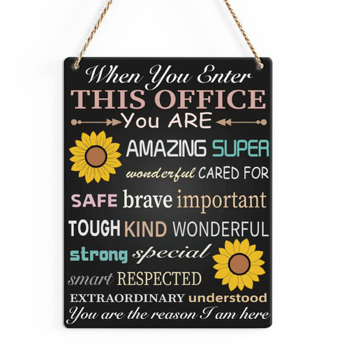 SENJIAN Rustic Sunflower Office Wood Decor Sign, Inspirational Quote We are Amazing Printed Wood Sign Wall Art, Hanging Door Sign, Decorative Wood Sign Home Office Decor 8" x 10"